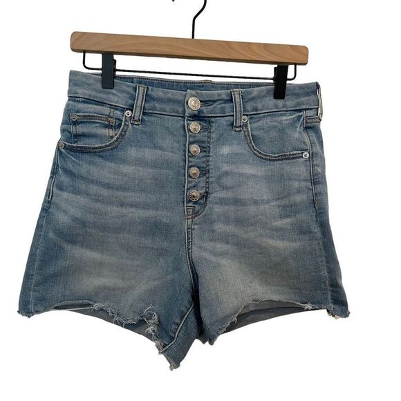 American Eagle Ne(x)t Level Stretch High Rise Button Down Denim Shorts Size 8 - Picture 1 of 5